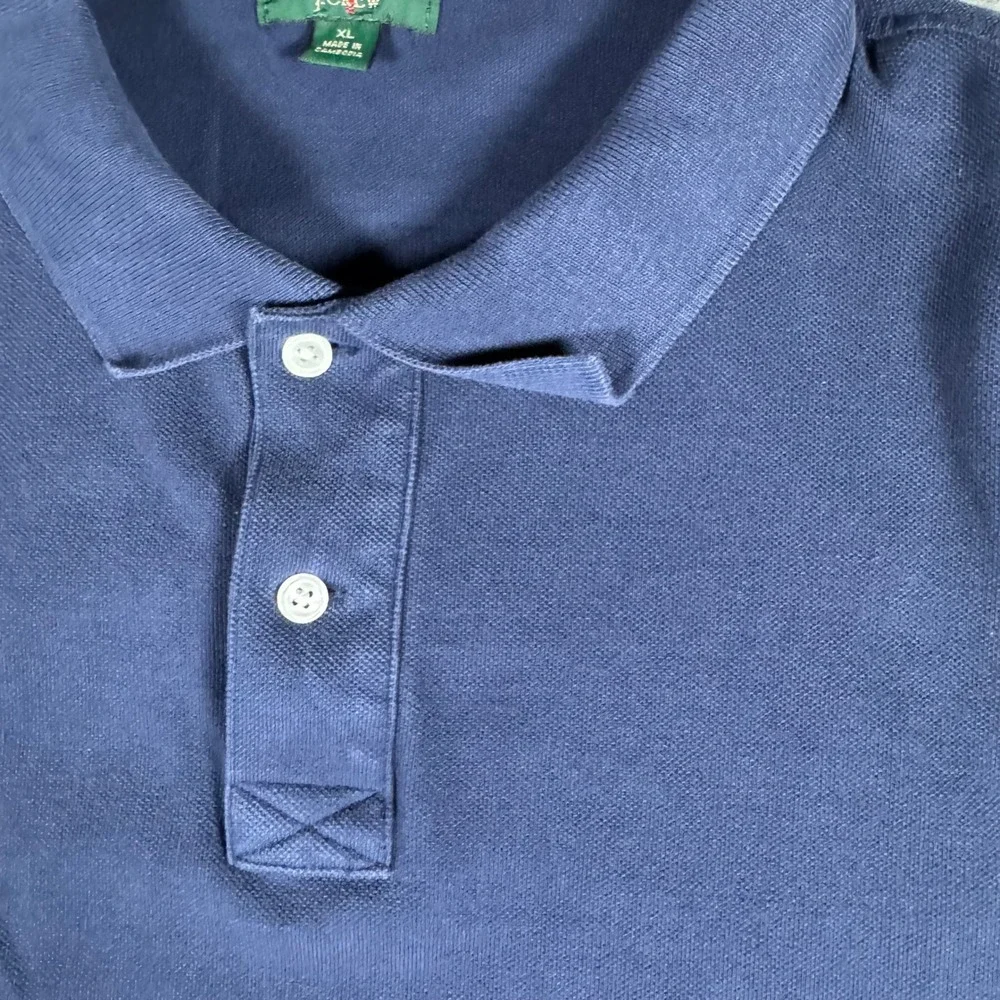 J Crew Oarmans‎ Mens Navy Blue Long Sleeve Polo Shirt XL Preppy Cotton Golf